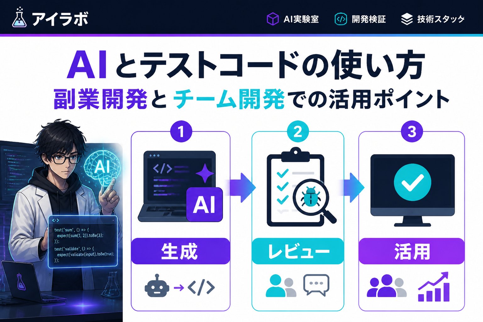 開発ツール AIとテストコード、副業開発における使い方のポイント