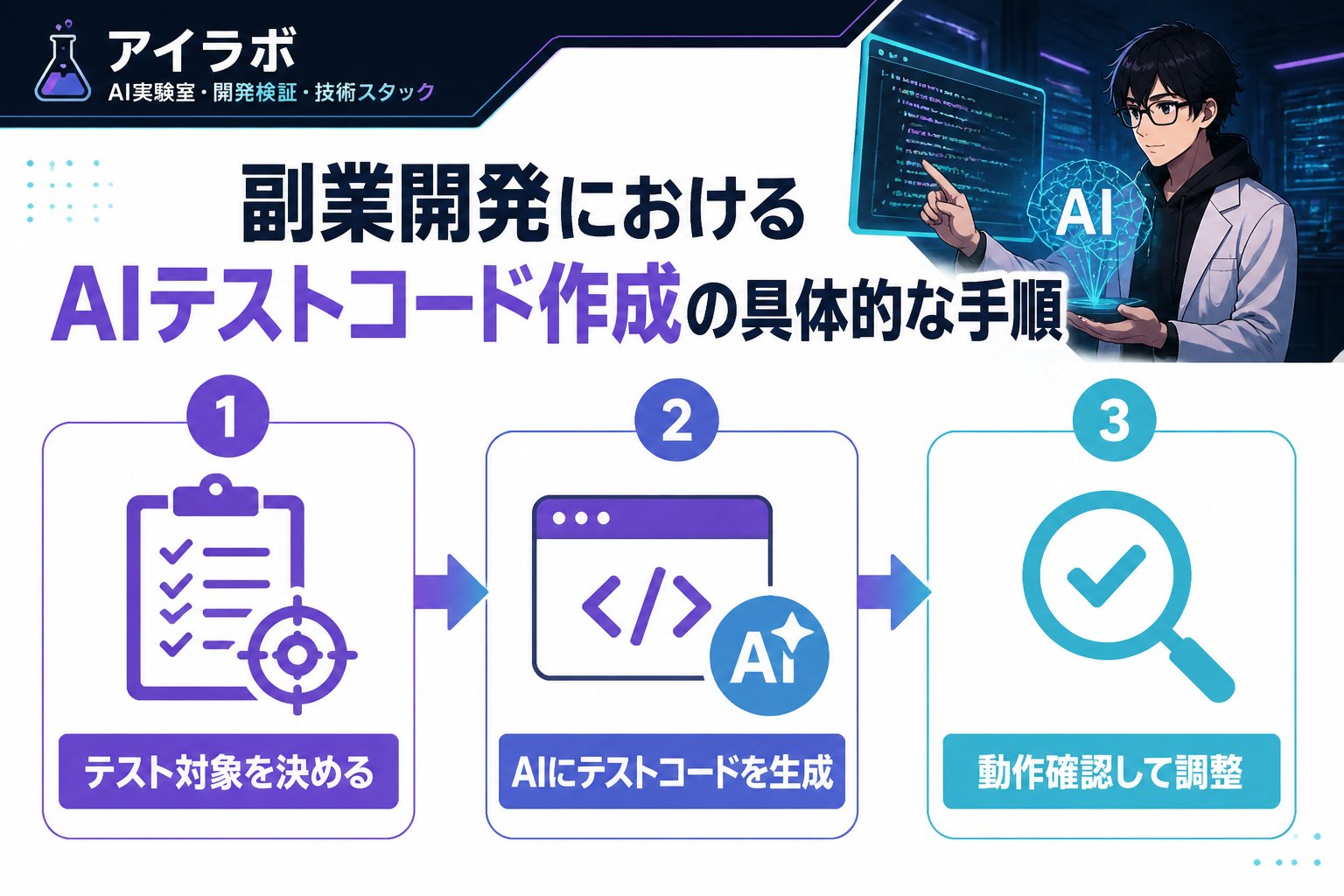 開発ツール 副業開発におけるAIテストコード作成の具体的な手順