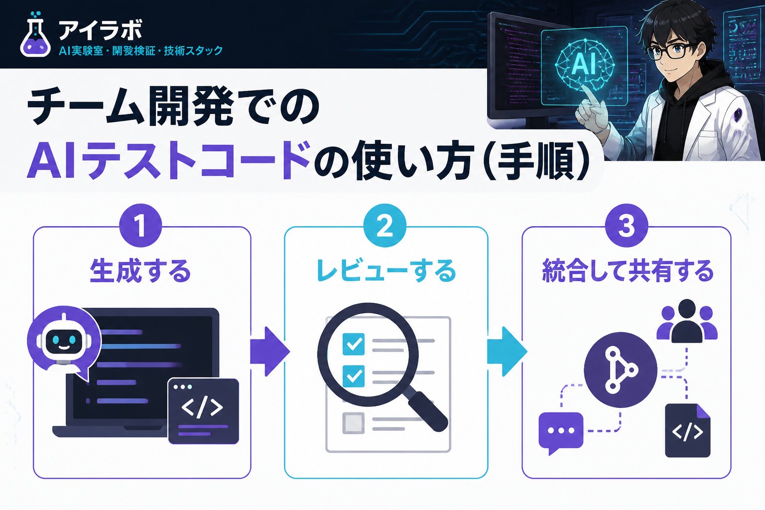 開発ツール AIテストコードの使い方（チーム開発）における具体的な手順