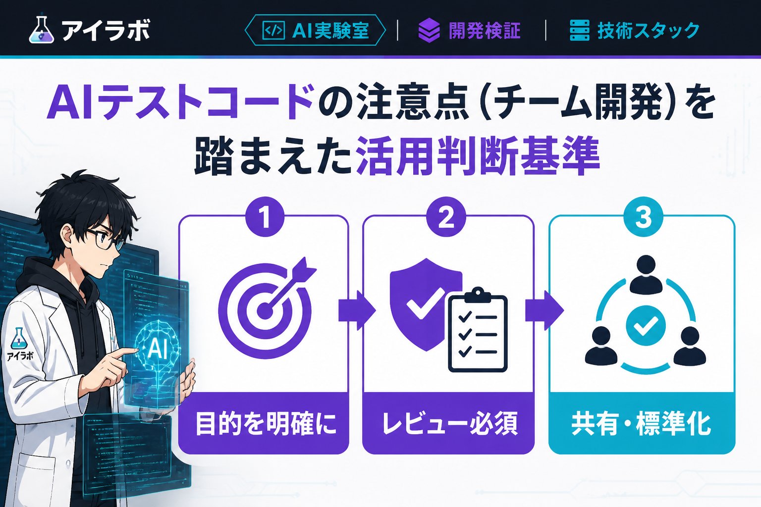 開発ツール AIテストコードの注意点(チーム開発)を踏まえた活用判断基準